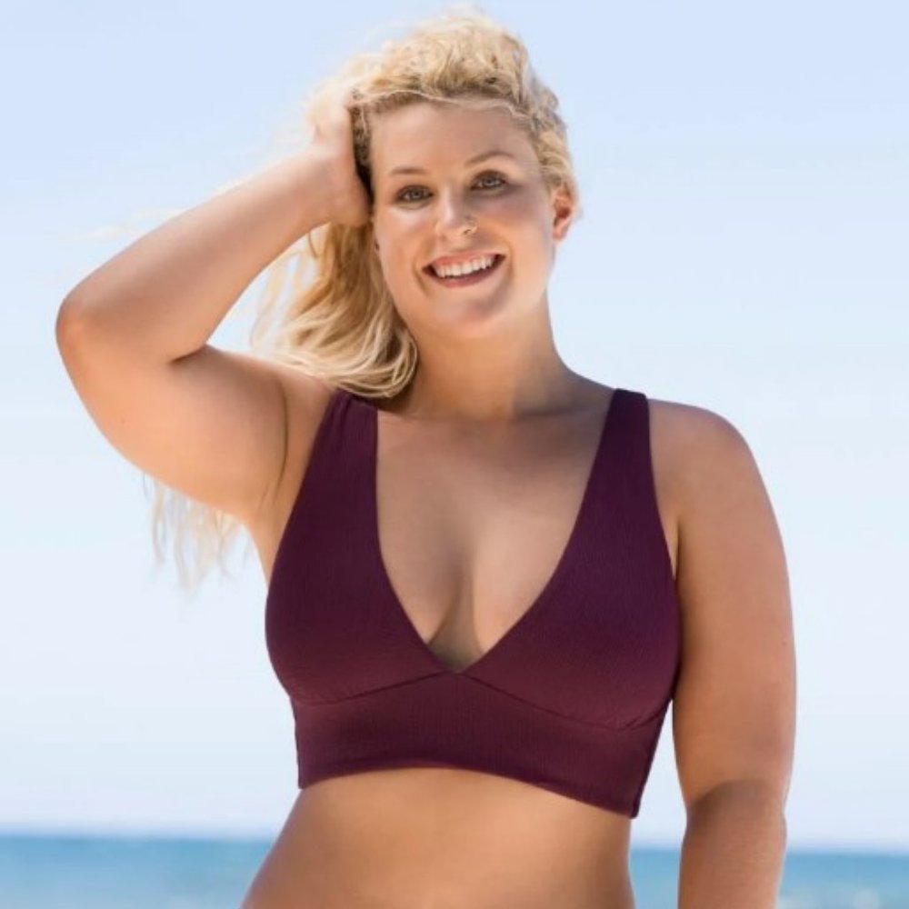 NWT MAAJI  Pinot Red Patricia Long Line Triangle Bikini Top